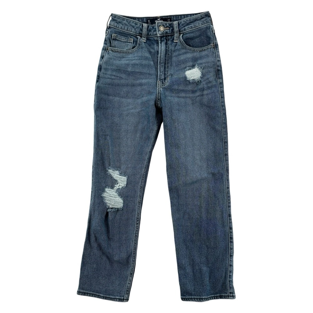 Hollister Jeans‎ Womens 24 / 00 Ultra High Rise Vintage Straight Distressed Blue